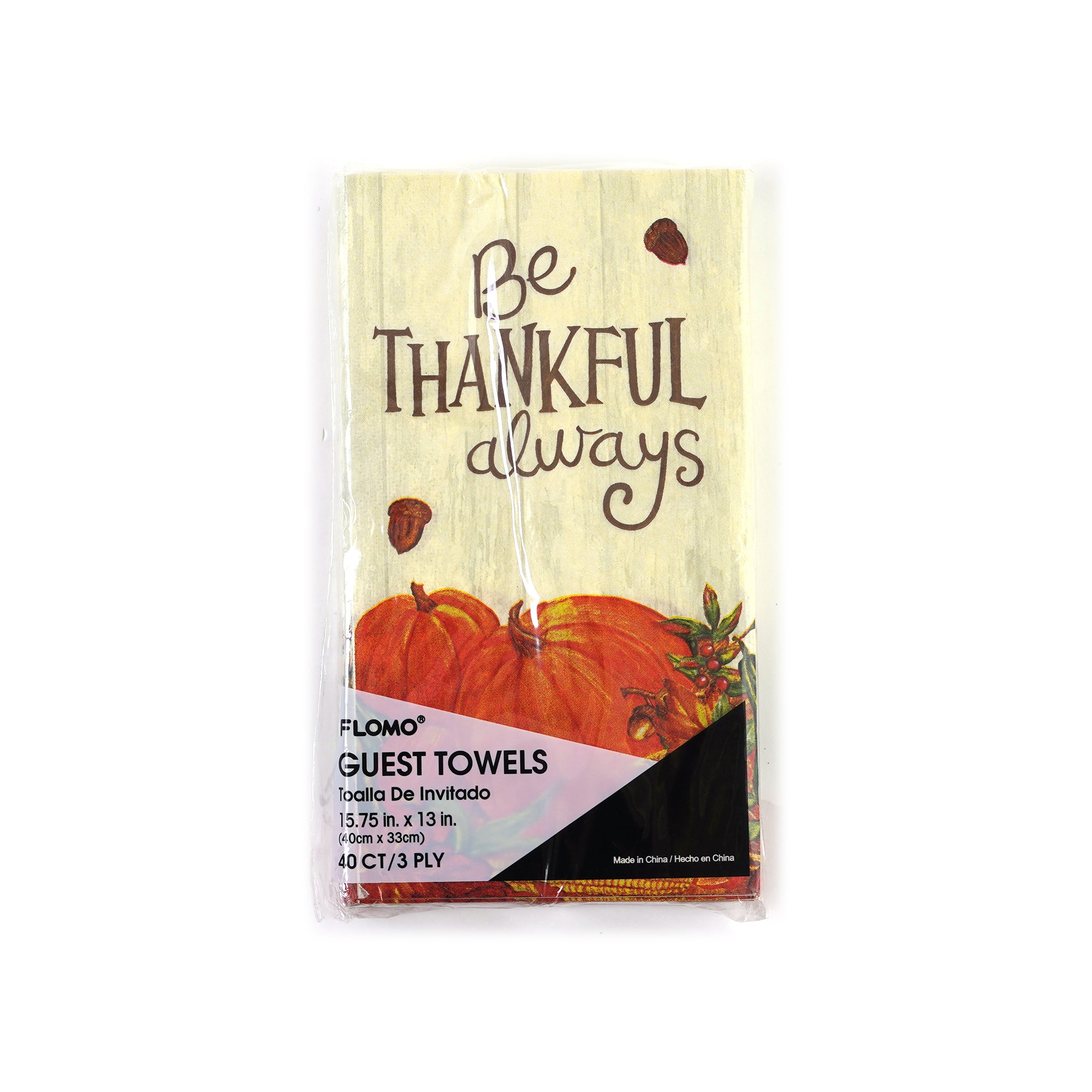 ''40Ct Thanksgiving 'Be Thankful Always' Paper Guest TOWELs 15.75''''H X 13''''W''