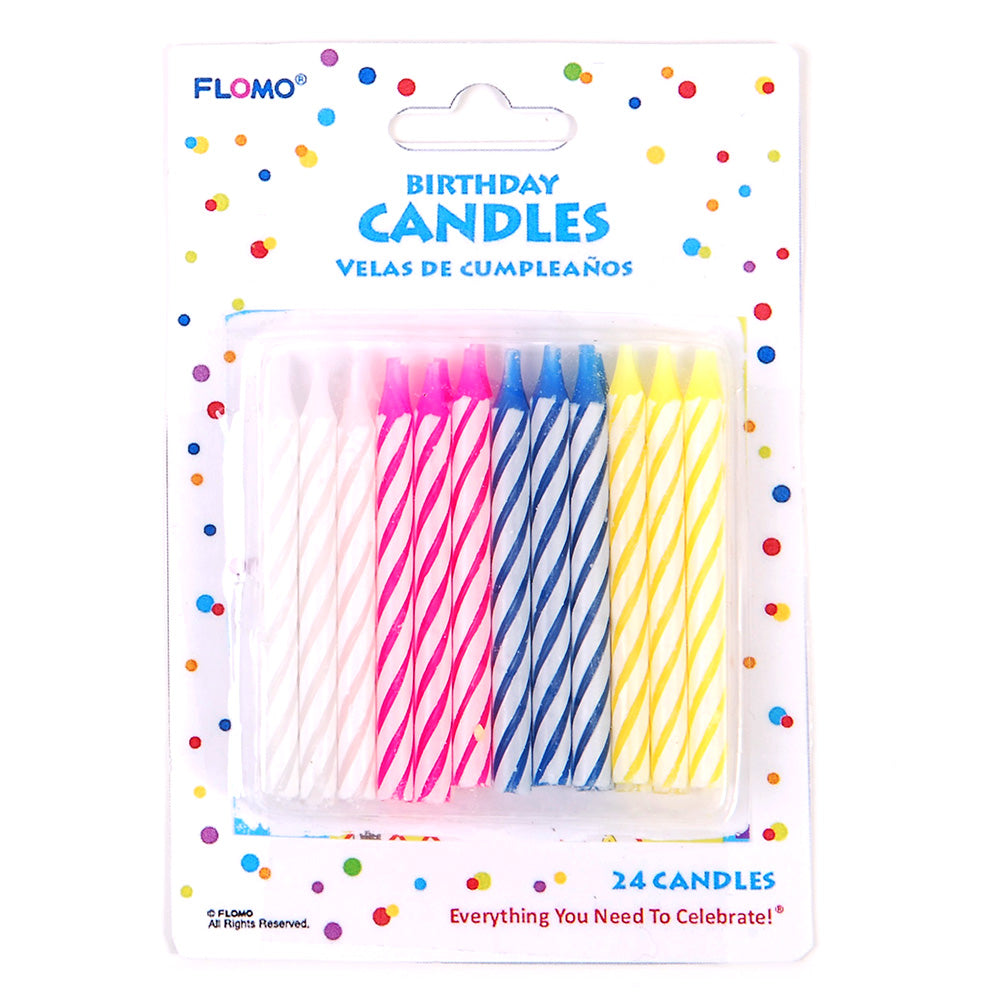 ''24Ct Happy Birthday Spiral Candles, 4 Colors''