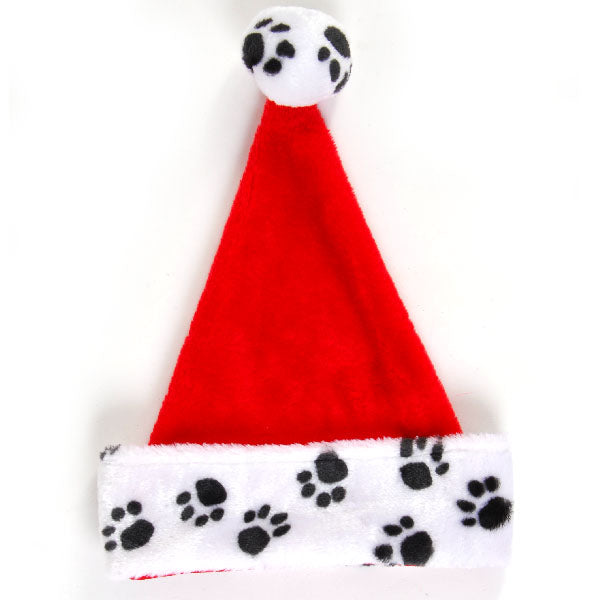 ''Christmas 15.5'''' Plush Paw Print Santa HAT, 1 Design''