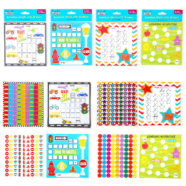 ''30Ct Incentive Charts With 450 Stickers 6'''' X 5.75'''', 4 Assortments''
