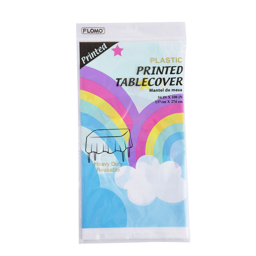 ''Rainbow And Clouds Printed Rectangular Table Cover, 54'''' X 108''''''