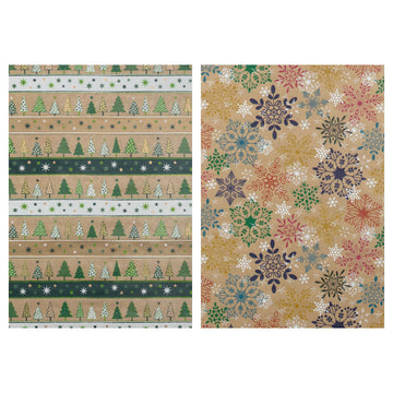 25 Sqft Christmas Happy Holiday Kraft Hot Stamp Gift Wrap, 2 Core, 30