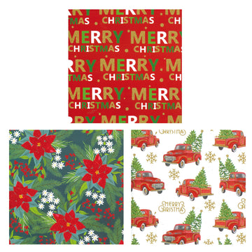 25 Sqft Christmas Happy Holiday Kraft Hot Stamp Gift Wrap, 2 Core, 30