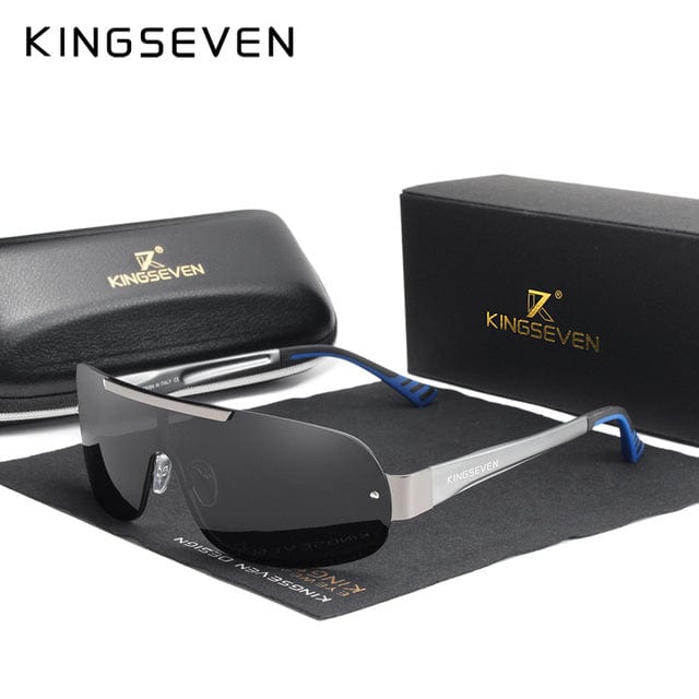 The KedStore GUN GRAY KINGSEVEN Design Aluminum Polarized Sunglasses Goggle Integrated Lens