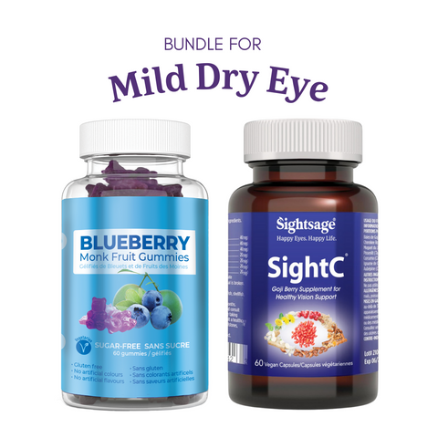 SightC and Blueberry Monk Fruit Gummies eye supplements from Sightsage