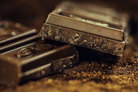 dark chocolate squares closeup