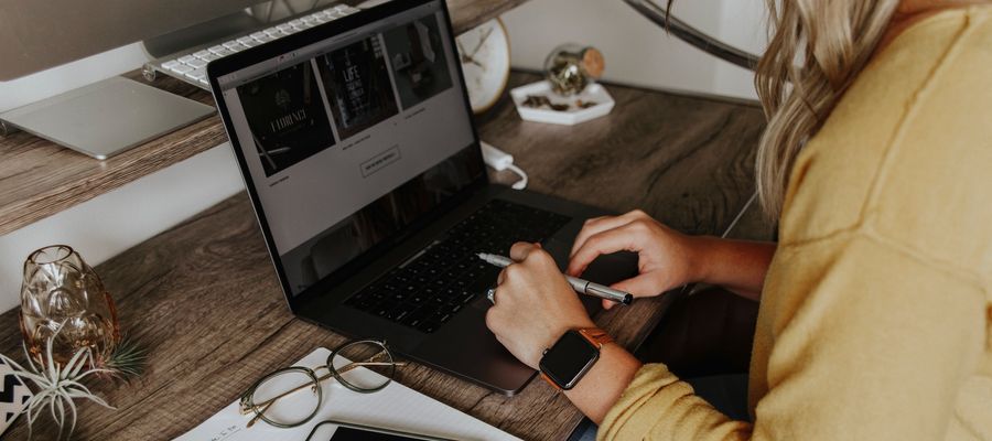 woman working at a computer