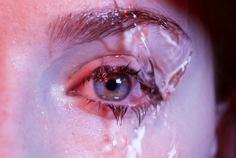Eye closeup with water splash