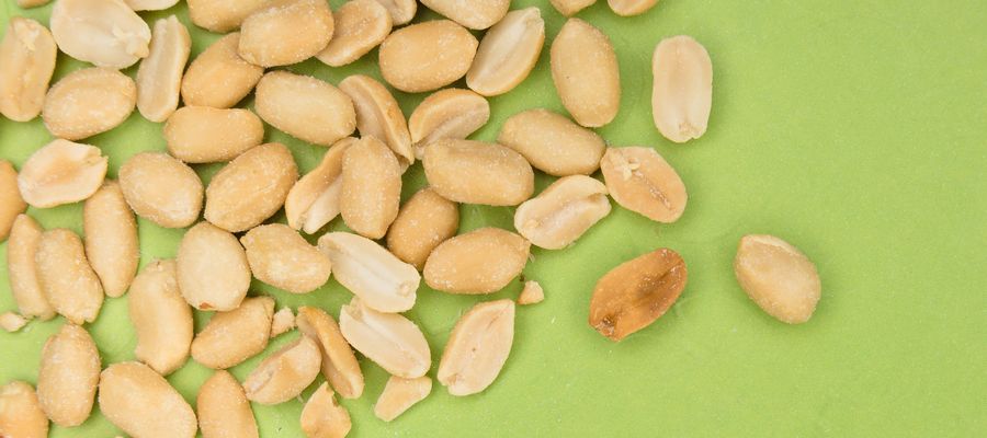 peanuts on green background
