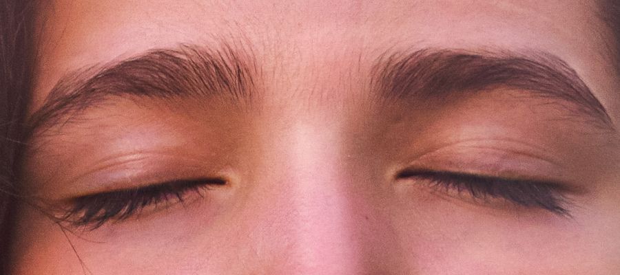 closeup of closed eyelids