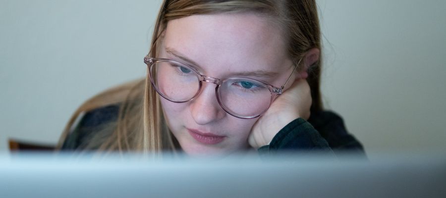 Woman tired by screentime