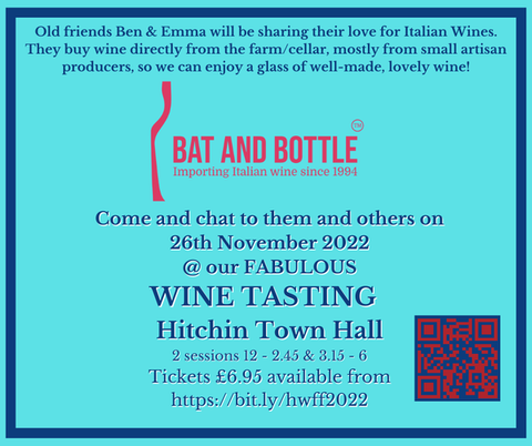 Bat and bottle Wines at the 2022 Hitchin Wine Tasting at Hitchin Town Hall