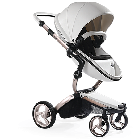 white and gold stroller