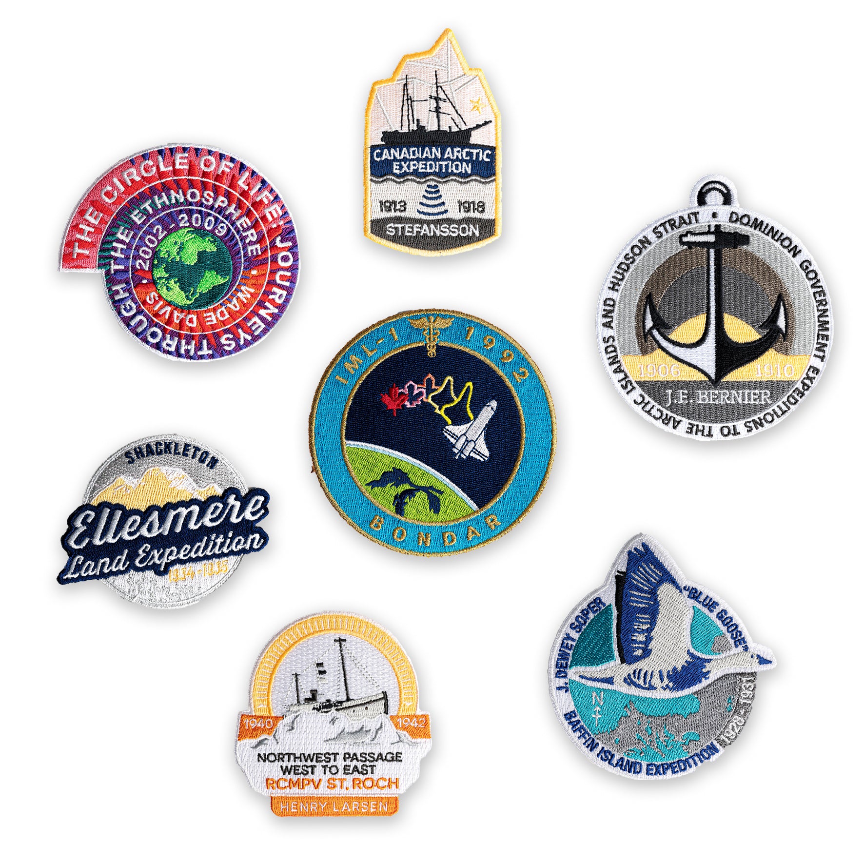 Collection of 7 commemorative expedition patches
