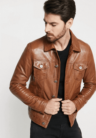 Man wearing a leather jacket 
