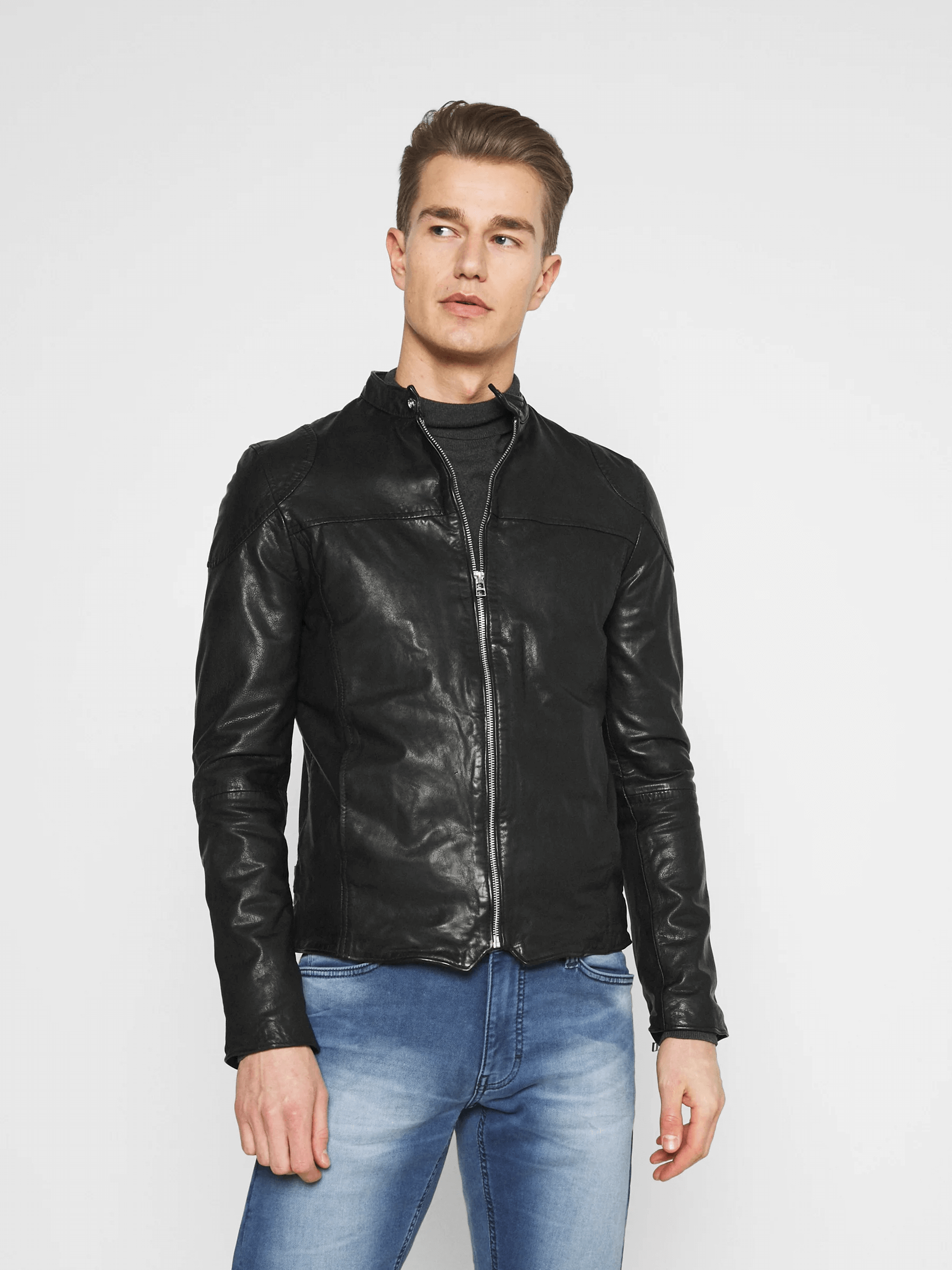 Arnie Black Leather Jacket – Sculpt Leather Jackets