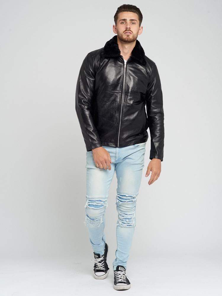 Sculpt Australia mens leather jacket Aaron Fur Collared Leather Jacket