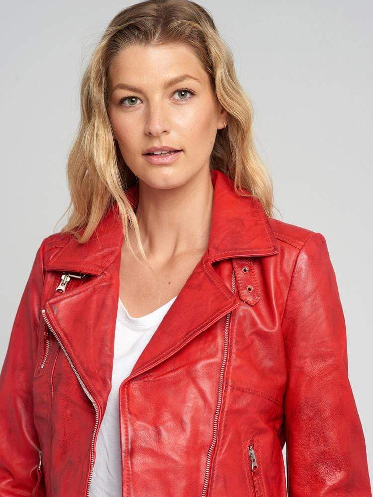 Cathy Red Leather Jacket – Sculpt Leather Jackets