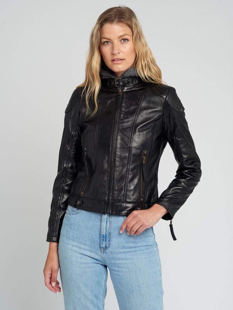 Indiana Black Hooded Leather Jacket – Sculpt Leather Jackets