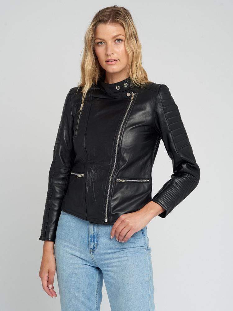 Jessy Black Quilted Leather Jacket – Sculpt Leather Jackets