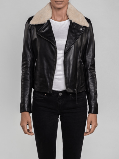 Sculpt Australia womens leather jacket Lyla Fur Collared Leather Jacket