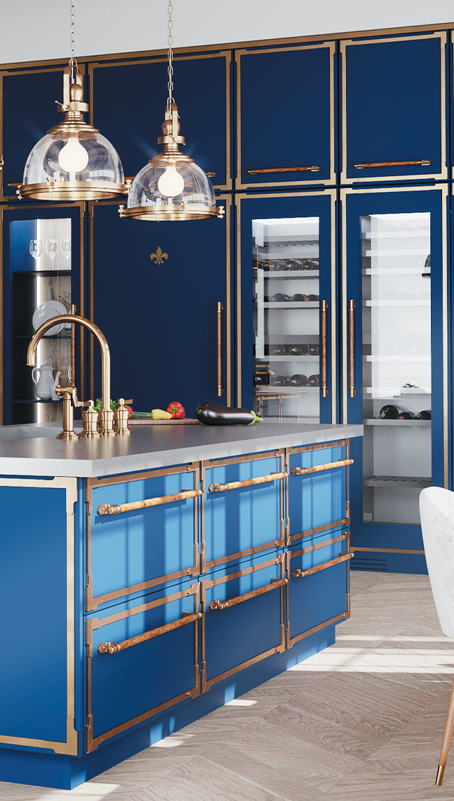 Blue Custom Kitchen Cabinets