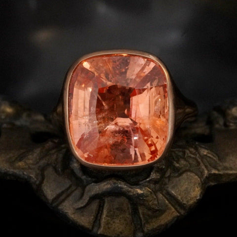 12.42-carat padparadscha sapphire ring