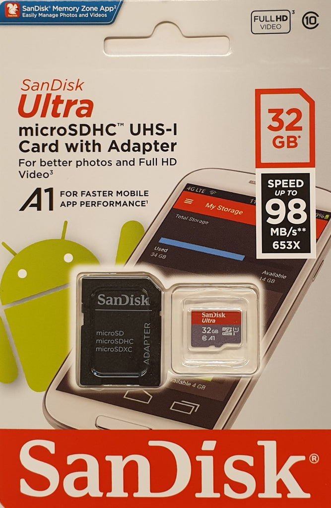 Optimaal Haan eiwit SecuFirst: Micro SD-card 32GB - UHS1 & A1 - met adapter