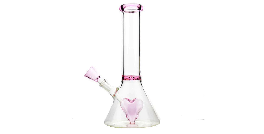 Pink heart glass mini beaker bong