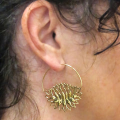 Brass Lotus Earrings