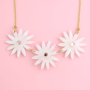 White Daisy Daisy Give Me Your Answer Do Necklace (Gold Plated)