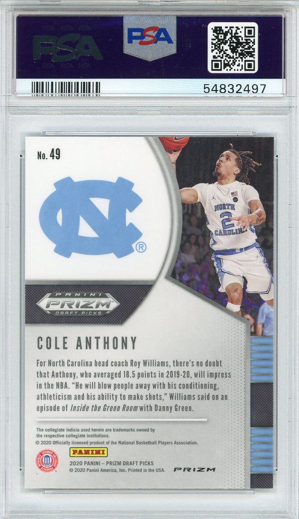 Cole Anthony 2020 Panini Prizm Draft Pick Hyper Prizm Rookie Card