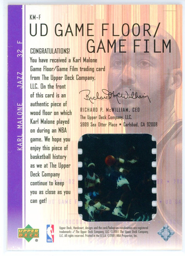 Karl Malone 2001 Upper Deck Game Floor / Game Film Card #KM-F