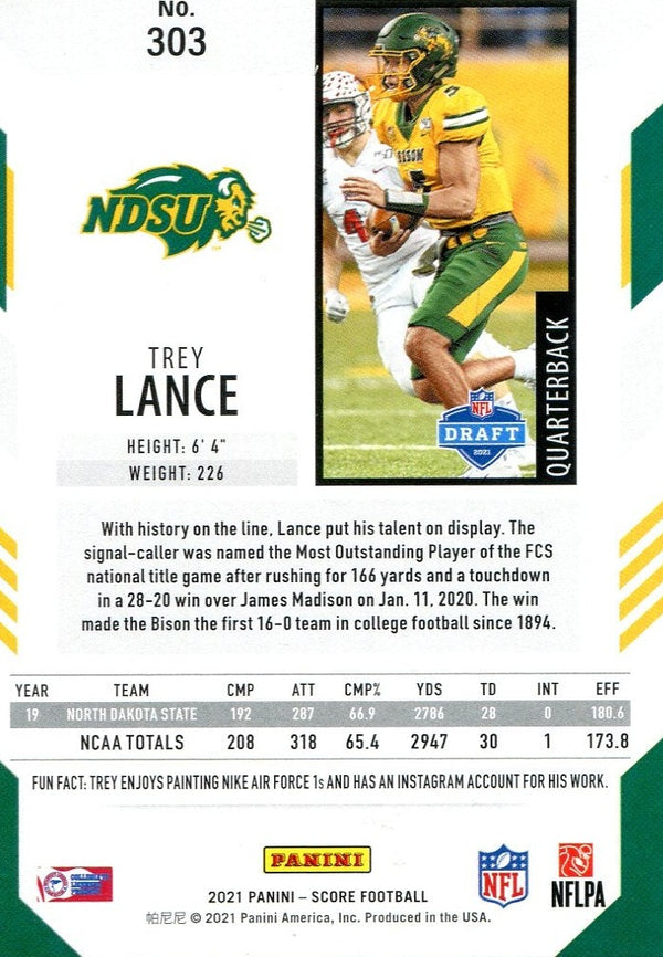 Trey Lance 2021 Panini Score Rookie Card Hollywood Collectibles 