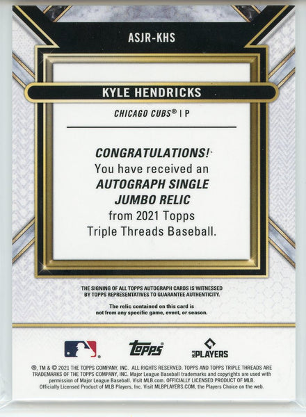 Kyle Hendricks Autographed 2021 Topps Triple Threads Jersey Card