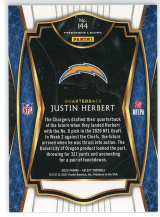 Justin Herbert 2020 Panini Prizm Orange Laser Prizm Rookie Card