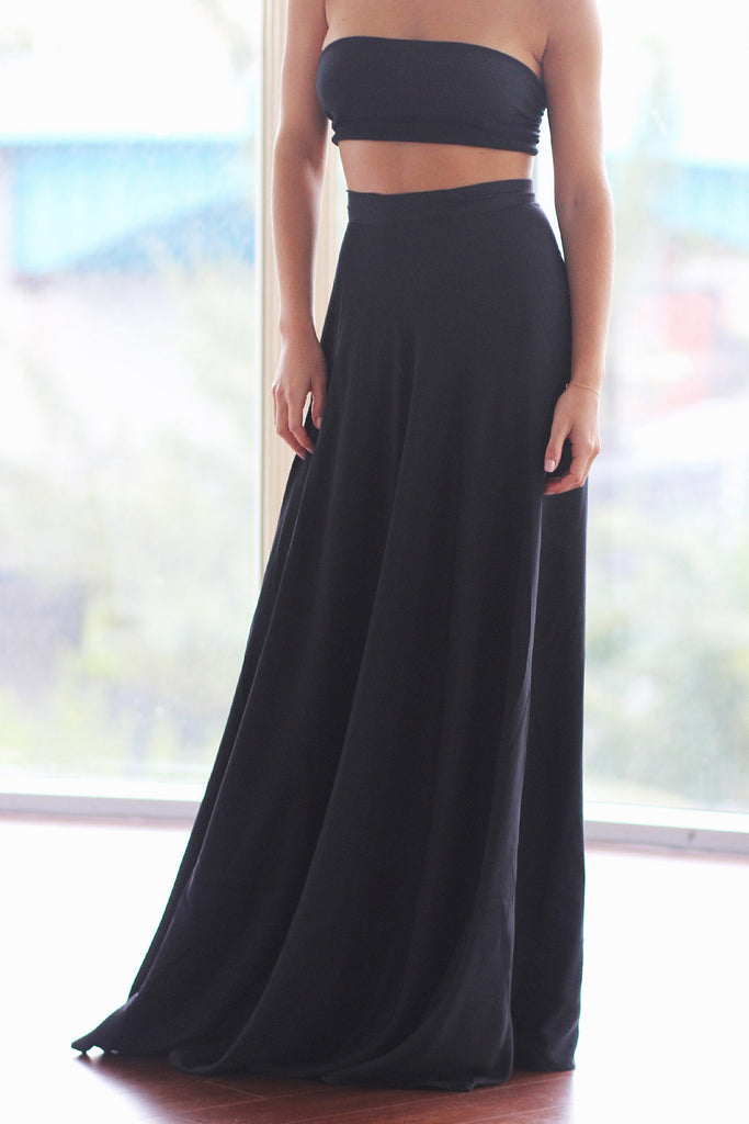 black wrap maxi dress