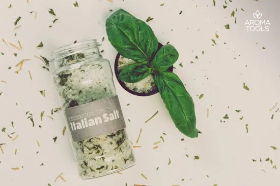 A 4-ounce jar of our Italian seasoning mix featuring rosemary, thyme, oregano and basil essential oil.