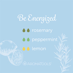 "Be Energized" Diffuser Blend. Features rosemary, peppermint and lemon essential oils.