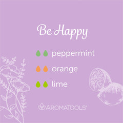 "Be Happy" Diffuser Blend. Features peppermint, orange and lime essential oils.