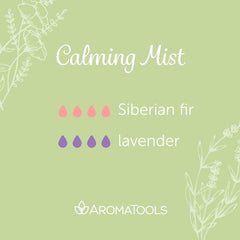 "Calming Mist" Diffuser Blend. Features Siberian fir and lavender essential oils.