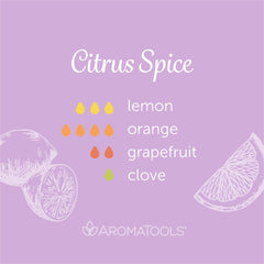 "Citrus Spice" Diffuser Blend. Features lemon, orange, grapefruit, and clove essential oils.