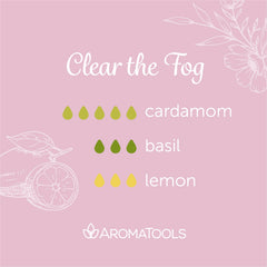"Clear the Fog" Diffuser Blend. Features cardamom, basil, and lemon essential oils.