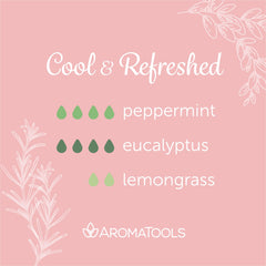 "Cool & Refreshed" Diffuser Blend. Features peppermint, eucalyptus, and lemongrass essential oils.