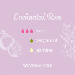 "Enchanted Rose" Diffuser Blend. Features rose, bergamot, and jasmine essential oils.