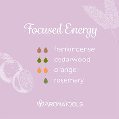 "Focused Energy" Diffuser Blend. Features frankincense, cedarwood, orange and rosemary essential oils.