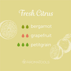 "Fresh Citrus" Diffuser Blend. Features bergamot, grapefruit, and petitgrain essential oils.