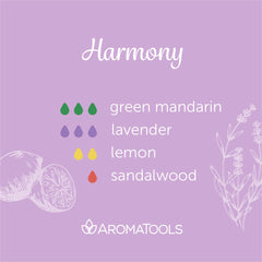 "Harmony" Diffuser Blend. Features green mandarin, lavender, lemon, and sandalwood essential oils.