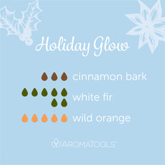"Holiday Glow" Diffuser Blend. Features cinnamon, white fir and orange essential oils.