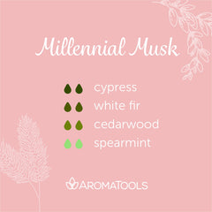 "Millennial Musk" Diffuser Blend. Features cypress, white fir, cedarwood and spearmint essential oils.